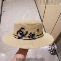 Buy Fashionable Chanel Straw Wide Brim Hat CH0628 Beige 2023