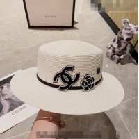 Popular Style Chanel Straw Wide Brim Hat 0628 White 2023