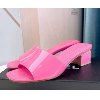 Best Price Chanel Patent Calfskin Slide Sandals 4.5cm G38689 Pink 328044