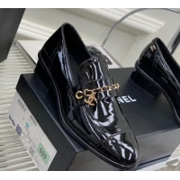 Purchase Chanel Patent Leather Loafers Black 328079