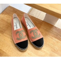 Top Grade Chanel Cotton Tweed Espadrilles with CC Pink 328094