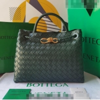 Buy Inexpensive Bottega Veneta Medium Andiamo Top Handle Bag in Intrecciato Leather 743572 Inkwell Green 2023