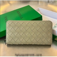 Top Quality Bottega Veneta Men's Intrecciato Zip Around Wallet Travertine/Parakeet 593217 Green 2023