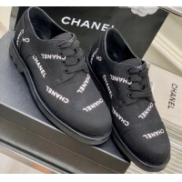 Best Grade Chanel Printed Canvas Sneakers Black 328123