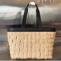 Big Discount Bottega Veneta Cassette Tote Bag in Intreccio Woven Raffia 730874 Natural /fondant 2023