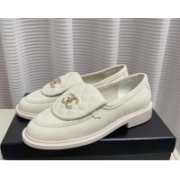 Best Product Chanel Corduroy Loafers G40027 White 328131