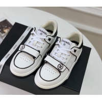 Low Price Chanel Leather & Denim Sneakers G33035 White 328132