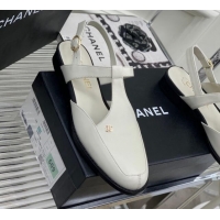 Purchase Chanel Calfskin Flat Slingbacks White 403066