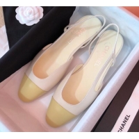 Good Product Chanel Goatskin Slingbacks Flat G31319 White/Beige