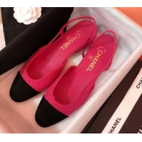 Classic Hot Chanel Tweed Slingbacks Flat G31319 Hot Pink/Black