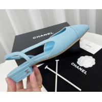 Grade Quality Chanel Fabric Slingbacks Flat G31319 Blue