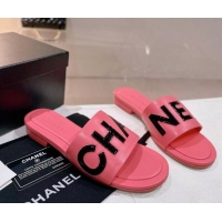 Unique Style Chanel Lambskin & Patent Calfskin Flat Slide Sandals Light Pink 428121