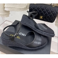 Purchase Chanel Lambskin Wedge Pumps Black 428127