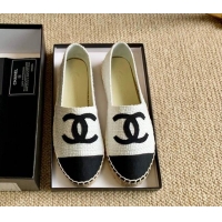 Pretty Style Chanel Tweed Espadrilles White/Black 505068