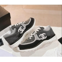 Classic Hot Chanel Fabric & Suede Sneakers G40184 Dark Grey