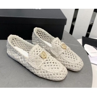 Best Product Chanel Crochet Loafers with Heart Charm White 505041