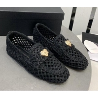 Shop Duplicate Chanel Crochet Loafers with Heart Charm Black 505043