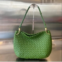 Promotional Bottega Veneta Medium Clicker Shoulder Bag in Padded Intreccio Leather 730968 Avocado Green 2023