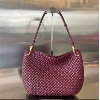 Famous Brand Bottega Veneta Medium Clicker Shoulder Bag in Padded Intreccio Leather 730968 Barolo Red 2023