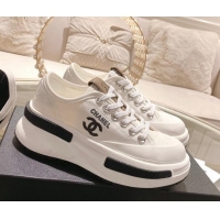 Unique Style Chanel Vintage Canvas Platform Sneakers White 505053