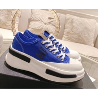 Pretty Style Chanel Vintage Canvas Platform Sneakers Blue 505055