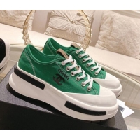 Grade Quality Chanel Vintage Canvas Platform Sneakers Green 505057