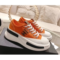 Unique Style Chanel Vintage Canvas Platform Sneakers Orange 505058