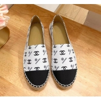 Luxurious Chanel CC Printed Canvas Espadrilles White 505060