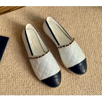 Good Product Chanel Quilted Lambskin Espadrilles with Chain White 505063