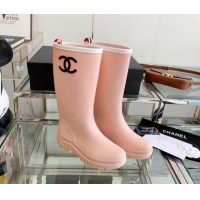 Perfect Chanel Rubber Rain Boots Light Pink 505072