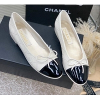 Purchase Chanel CC Quilted Calfskin Flat Ballerinas White 505088