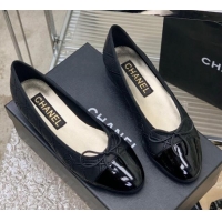 Grade Quality Chanel CC Quilted Calfskin Flat Ballerinas Black 505089