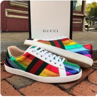 Buy Inexpensive Gucci Ace Rainbow Sneakers Leather 32118