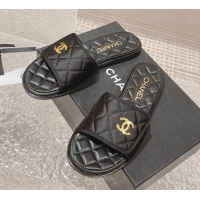 Best Product Chanel Quilted Fabric Foldover Flat Slide Sandals 525022