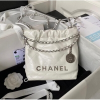 Super Quality CHANEL 22 MINI HANDBAG AS3980 white & Silver Tone