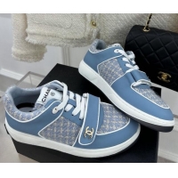 Best Product Chanel Tweed Sneakers with Velcro G33035 Blue 525054