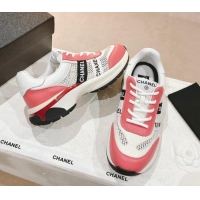 Good Quality Chanel Calfskin and Mesh Sneakers with CHANEL Band Pink 525081