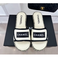 Good Quality Chanel Lambskin Flat Slide Sandals with Velcro Band White 525092