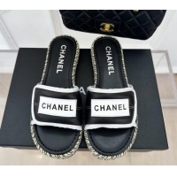 Good Product Chanel Lambskin Flat Slide Sandals with Velcro Band Black 525094