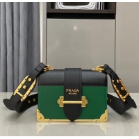 Top Quality Prada Stud Cahier Calf Leather Shoulder Bag 1BD045 Green