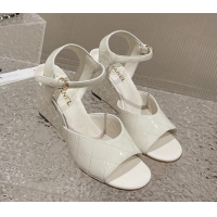 Stylish Chanel Patent Calfskin Wedge Sandals White 619117