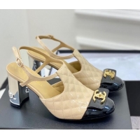 Good Quality Chanel Patent Calfskin Pumps with Bow 8cm Beige 619130