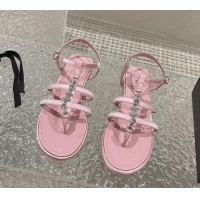 Perfect Chanel Satin Flat Sandals G40128 Pink