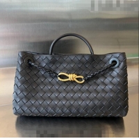 Promotional Bottega Veneta Small East/West Andiamo Top Handle Bag in Intrecciato Leather 754990 Black 2023