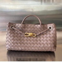 Good Product Bottega Veneta Small East/West Andiamo Top Handle Bag in Intrecciato Leather 754990 Taupe 2023