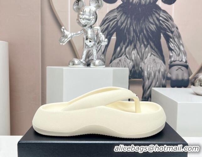 Good Quality Chanel Rubber Platform Slide Thong Sandals 4cm White 703091