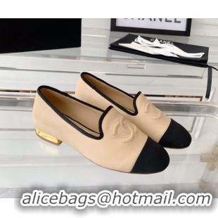 Top Grade Chanel Calfskin Loafers Beige 071056