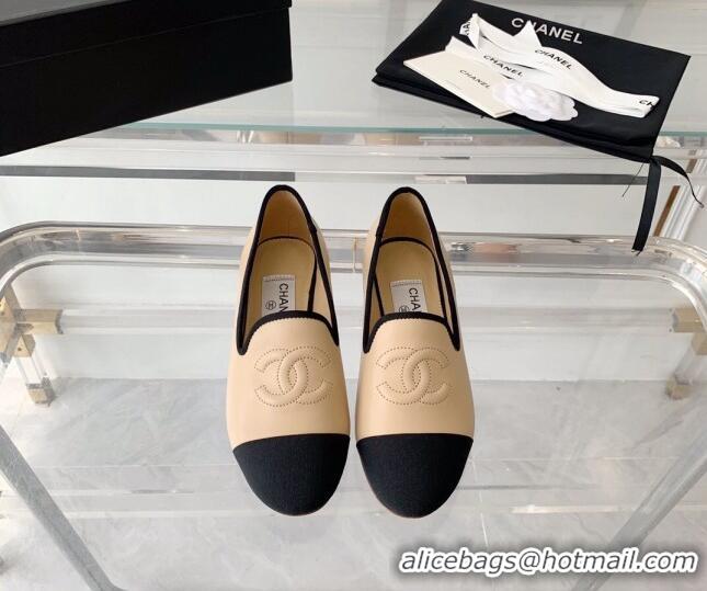 Top Grade Chanel Calfskin Loafers Beige 071056