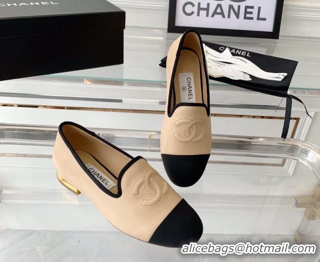 Top Grade Chanel Calfskin Loafers Beige 071056