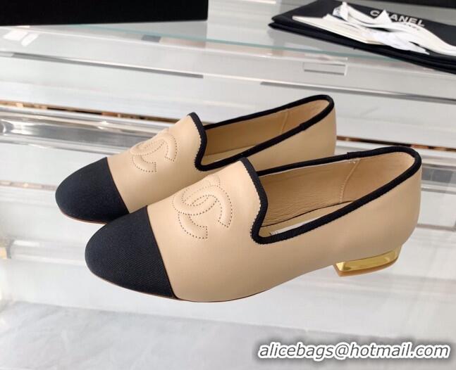 Top Grade Chanel Calfskin Loafers Beige 071056